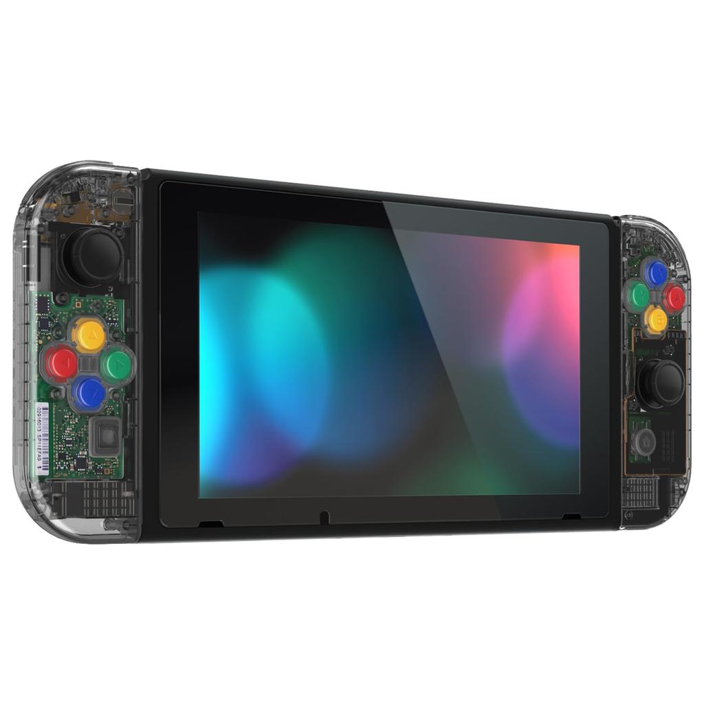 Anpassat DIY ersättningsskal för eXtremeRate bakplatta för Switch-konsol tillverkad av genomskinligt hållargrepp kontrollerhölje för komplett knappset