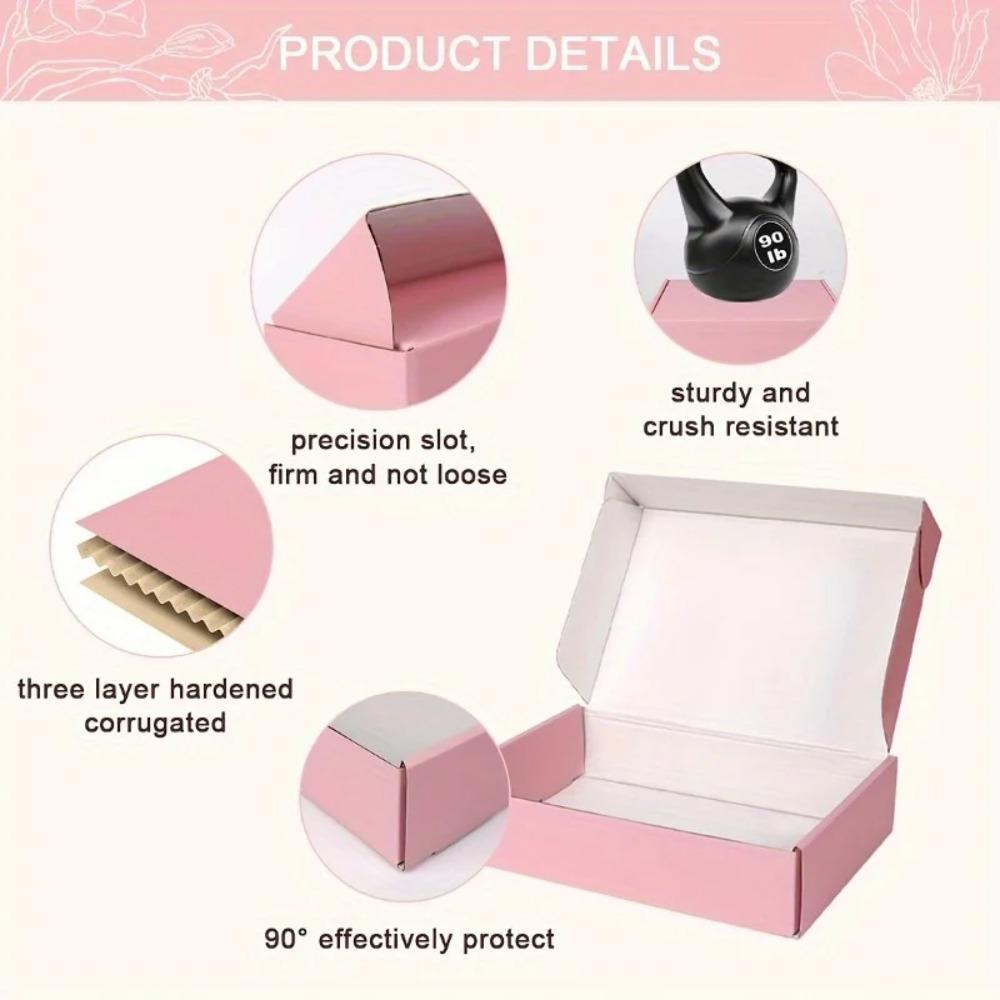 5 PCS Pink Shipping Boxes Pink Corrugated Cardboard Mailer Boxes Bulk for Packaging Small Business Mailing Gift