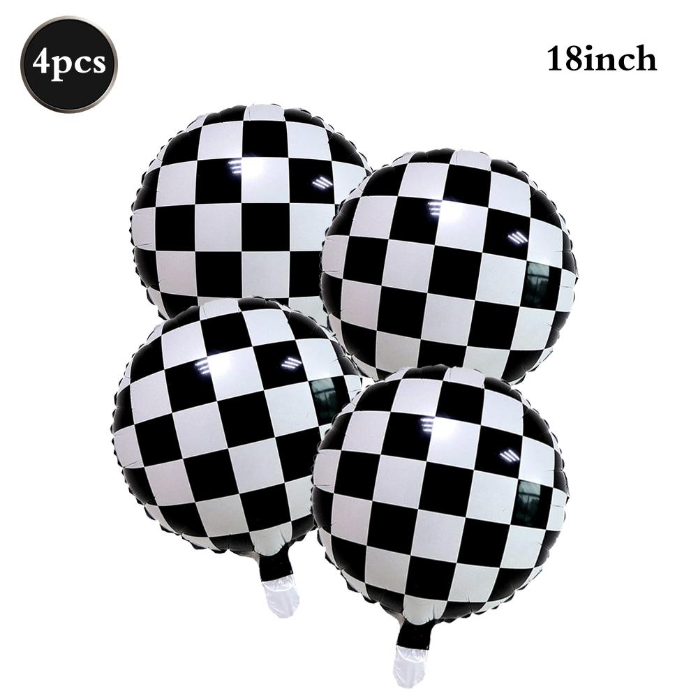 Racing Theme Party Decor Black and White Plaid Wheel Foil Balloon Sport Car Traffic Light Balloon Birthday Racing Party Supplies