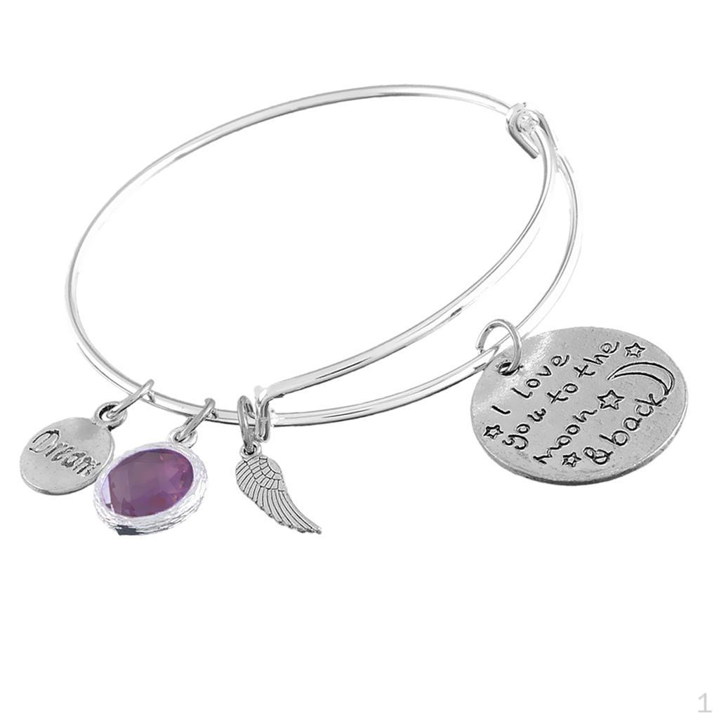 Birthstone Expandable Women' Bangle Bracelet