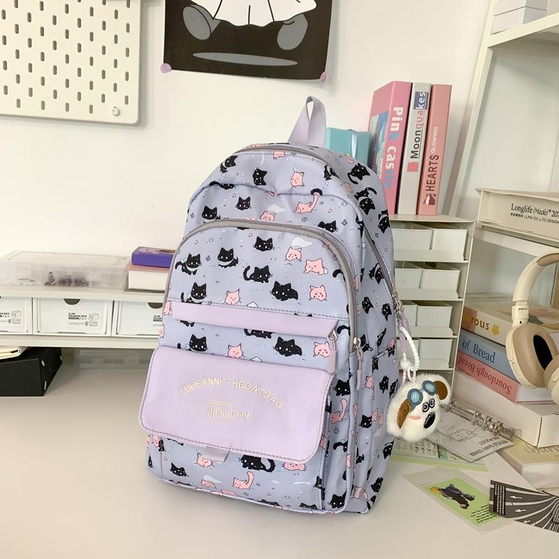 

Школьный рюкзак для девочки, ученицы средней школы, милый рюкзак с принтом, большой вместимости, для студенток колледжа, для отдыха и поездок single package фиолетовый