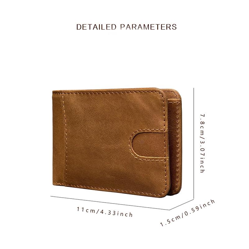 Geestock Leather Men's Wallet Retro Casual Short Oil Wax Leather Wallet Clip Card Bag Lightweight Card Holder Coin Purse Daily