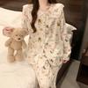 Dessert Cute Lace Doll Collar Pajamas Women'S Spring And Autumn Cloud Cotton Long Sleeves Cute Cartoon Loungewear Set