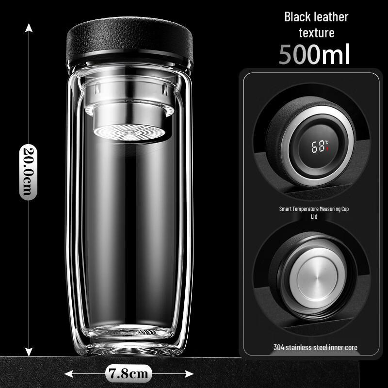 Lion Search Smart Temperature Display Insulated Glass Tea Cup