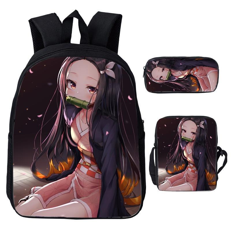 Demon Slayer Kimetsu No Yaiba Backpack Set With Breathable Polyester For School And Travel