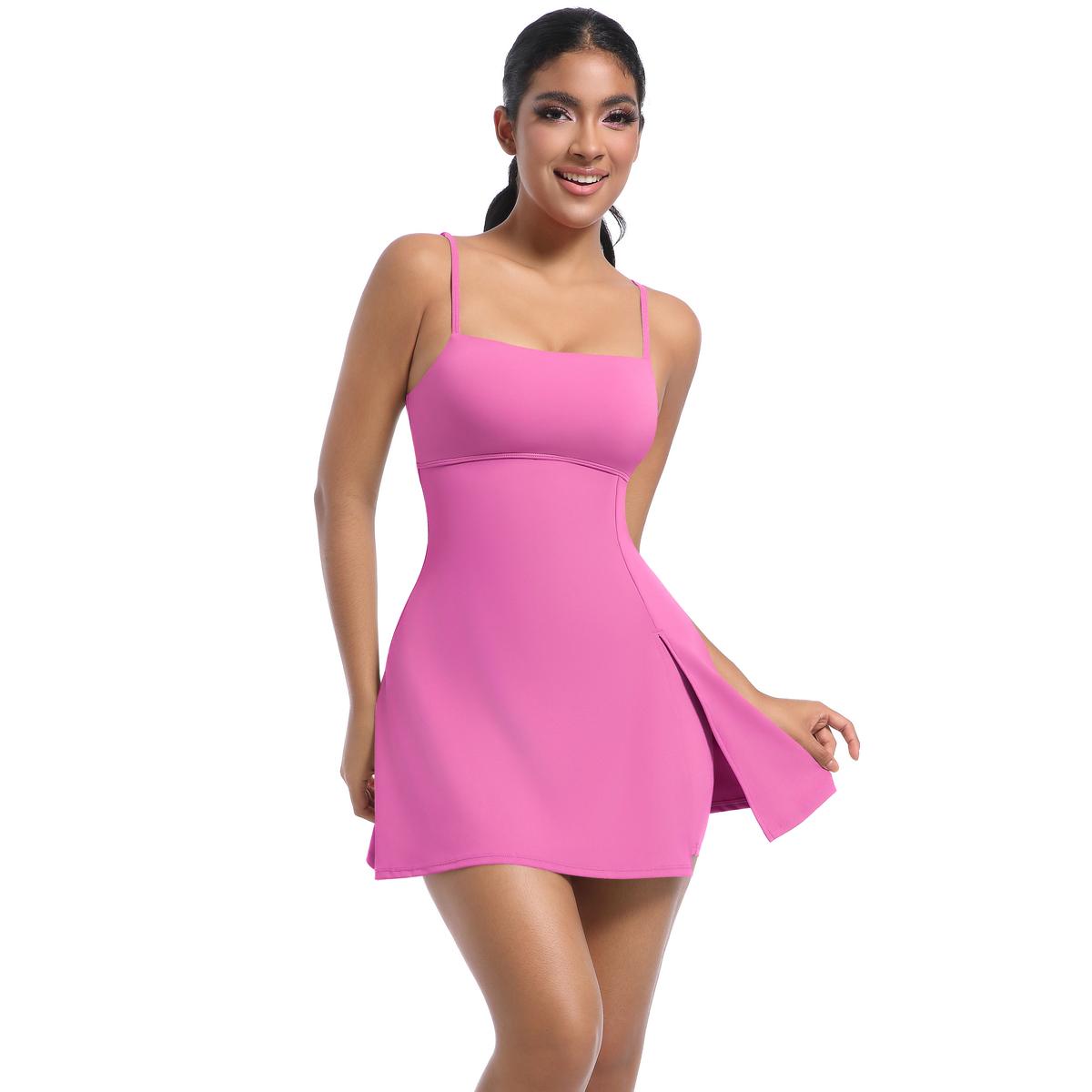 

Бесшовное платье боди Nessaj Gym Fitness Push Up комбинезон сексуальный боди для йоги женский комбинезон с высокой талией M розовый