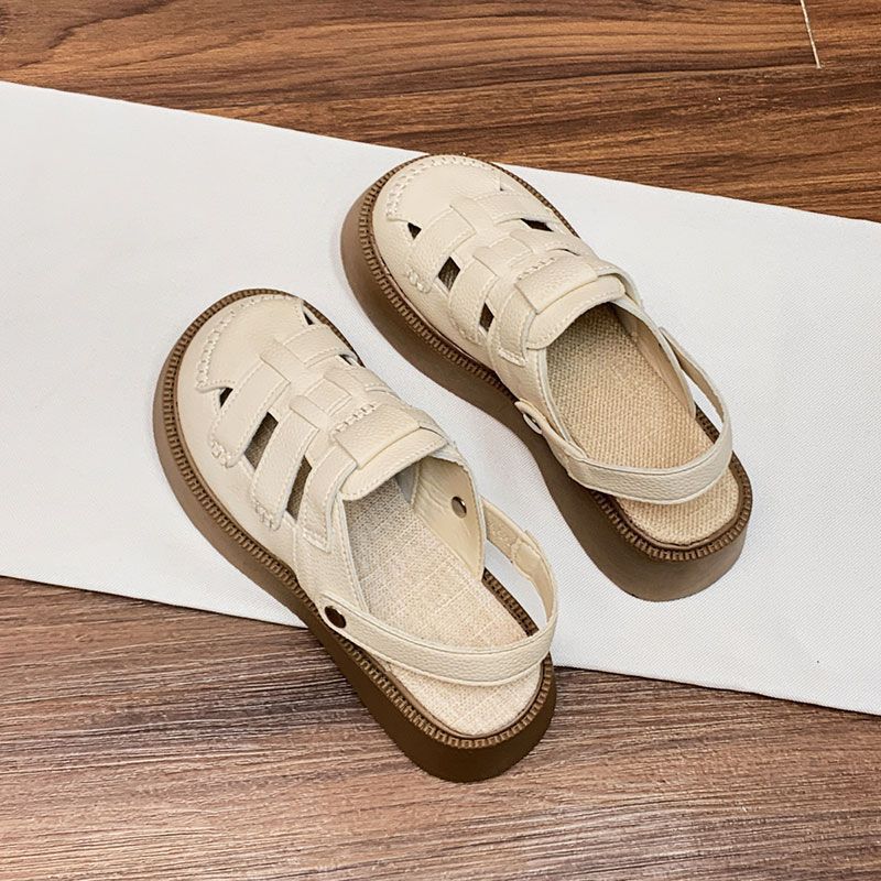 Baotou sandals women's new 2025 summer wear two wear thick-soled half-slippers summer soft-soled beach Roman shoes