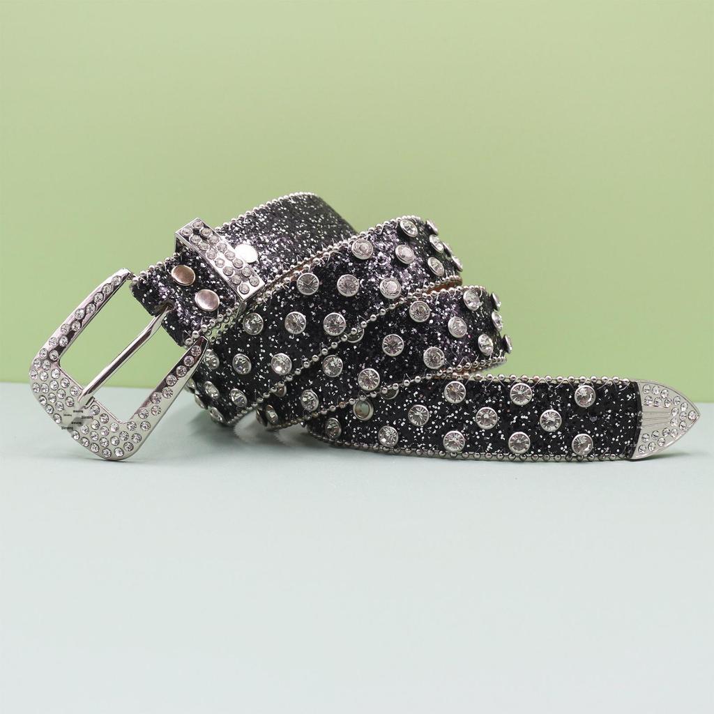 Unisex Punk Rhinestone Sequin Fashion Belt