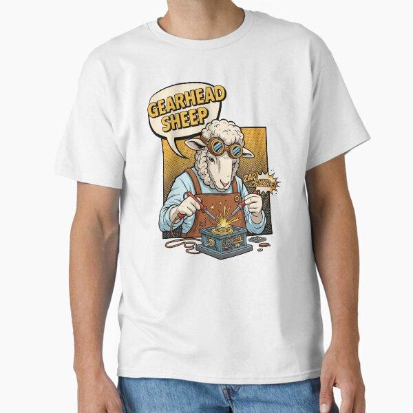 

Men Casual Shirts Short Sleeves Vintage Comic Book Gearhead Sheep White Tees Oversized T-shirts XXXL білий