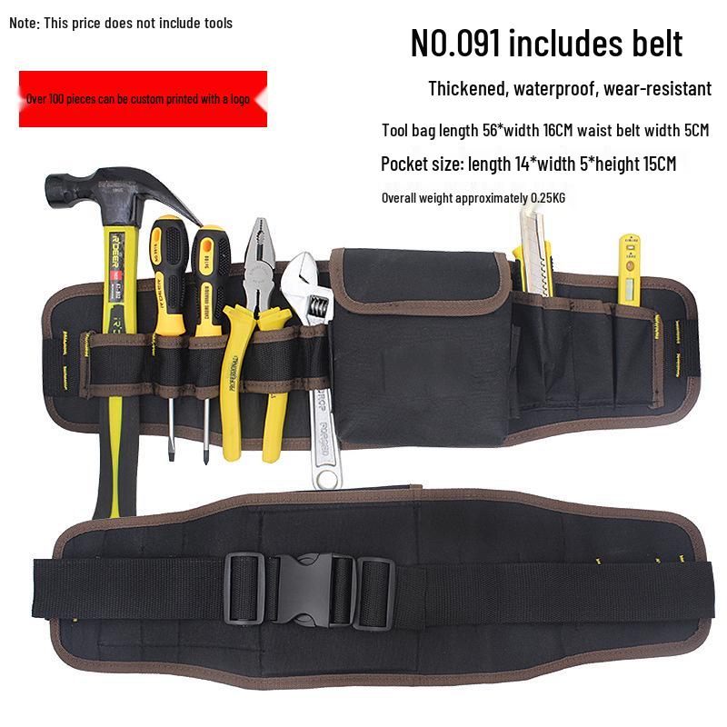Thickened Canvas Multi-Tool Waist Bag with Large and Small Pockets for Electricians