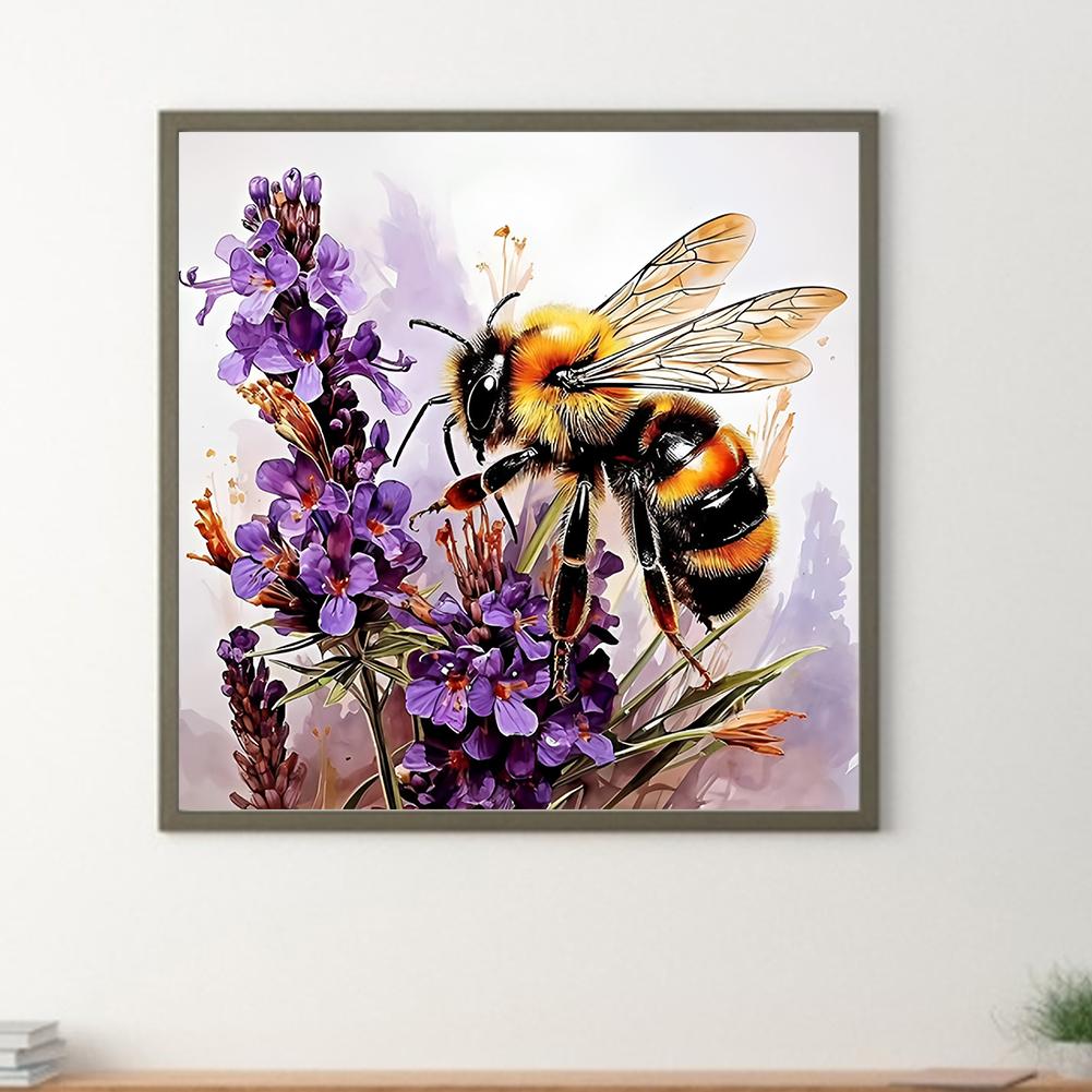 40x40cm Bee Flower 5D DIY Full Drill Round Diamond Painting Kit for Home Decor