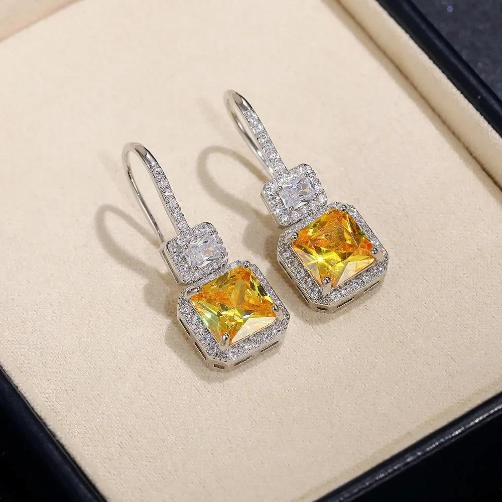 2026 New Colorful Crystal Zircon Bridal Earrings, European and American Personalized Fashion Trend, High End Jewelry