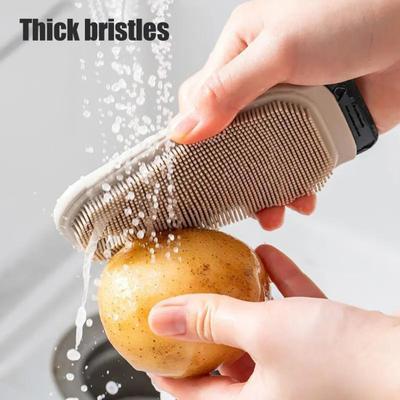 1/2Pcs Cleaning Brush Silicone Quick-Drying Food Grade BPA-Free Multi-Functional Dishes Fruits Vegetables Scrubber Kitchen Tool