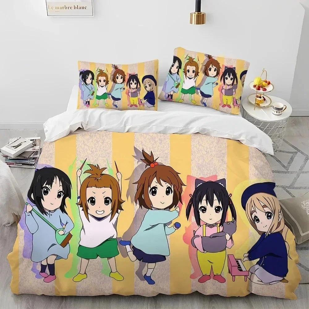 3D K-ON Cartoon Cute Lolita Kawaii Girls Bedding Set Printed With Pillowcase Duvet Cover Soft Queen King Size Bedclothes Home