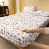 1 Simple Modern Plant Flower  Printed Matte Fitted Sheet, Bedroom Printed Bed Cover, Bedding (Excluding Pillowcases)