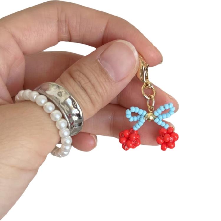 

Plastic/Resin Bowknot Pendant Keychain With Colorful Beads Lightweight Bag Ornament For Daily Use And Special Occasions 1