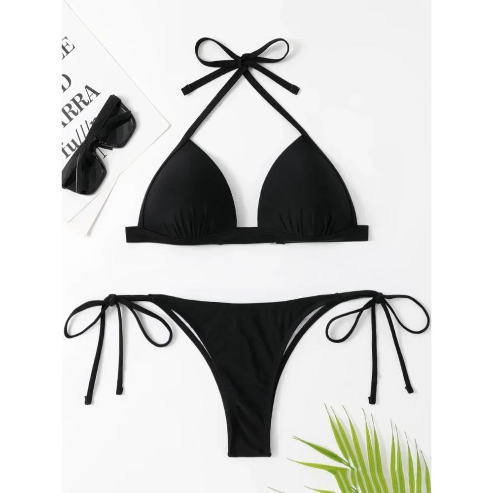 2025 Halter Bra Cup Bikini Women Swimsuit Female Push Up Swimwear Two Pieces Bikini Set Brazilian Bather Bathing Suit Swim Lady