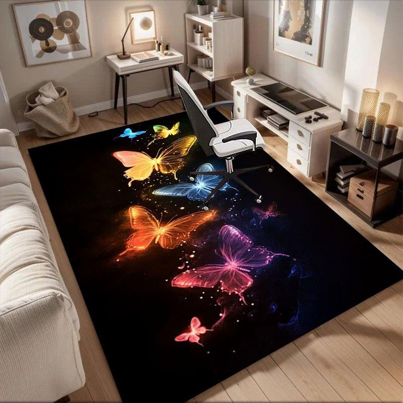 Colorful Glowing Butterfly Phone WallpaperOffice Mat Home Decor Office Desk Chair Rugs Chair Carpet for Office Chair Mat Gift For Halloween