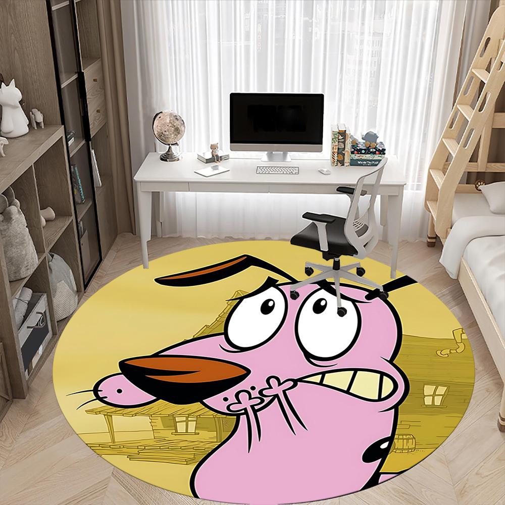1pc COURAGE The Cowardly Dog Office Round Area Rug, Under Office Chairs Bedroom Living Room Home Decor, Room Decoa1016113