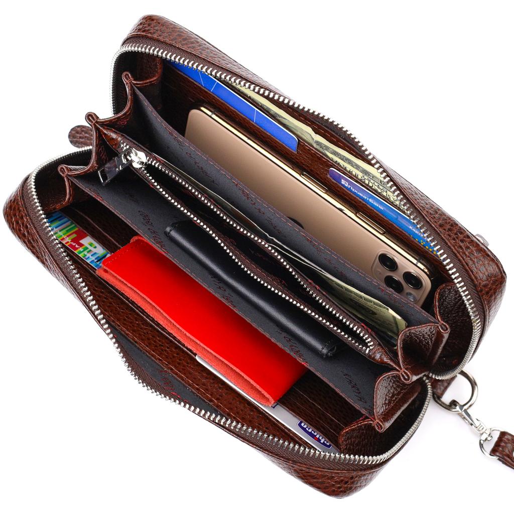 Geräumige Herren-Clutch aus echtem Leder KARYA 21948 Dunkelbraun