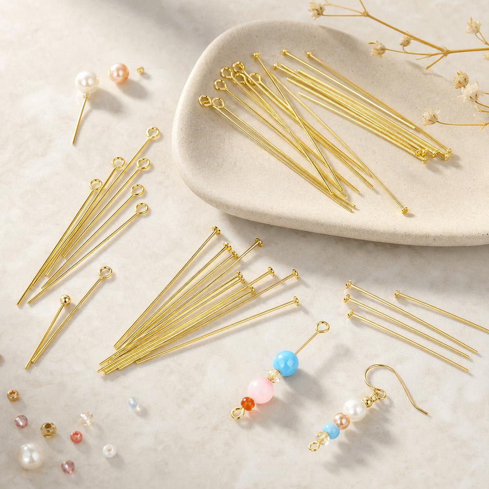 100PCS Gold Plated Beading Jewelry Pins Brass Jewelry Ball Pins Jewelry Making Pins For DIY Beading