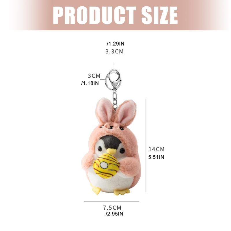 Adorable Penguins Keychain for Women Girls Handmade Soft Plush Animal Keyring For Bag Decoration And Keys