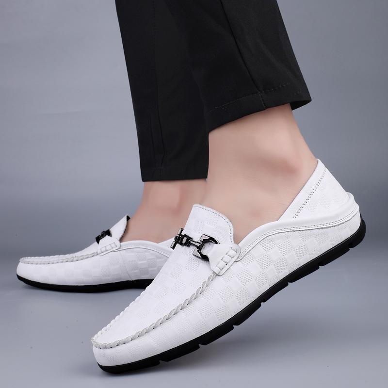 Scarpe Casual da Uomo alla Moda Slip-on Fatte a Mano in Vera Pelle Mocassini Comodi Scarpe da Guida Antiscivolo da Uomo per Esterno
