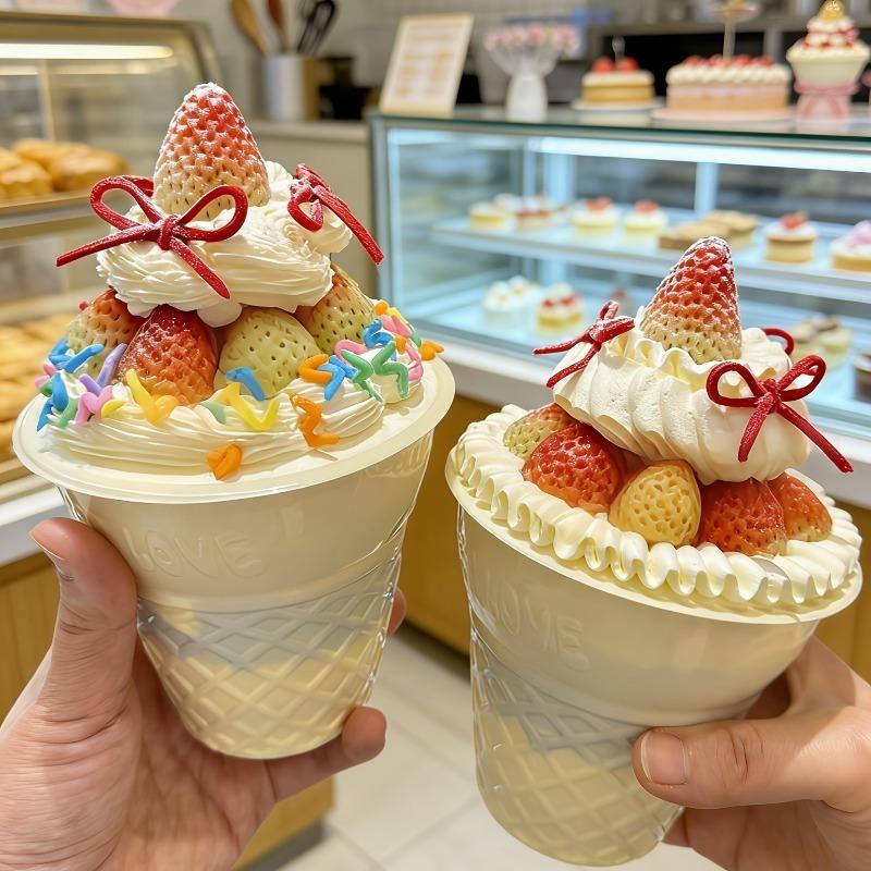 30sets Ice Cream Cake Cups Ice Cream Containers Thickened Cake Boxes for Cakes Mousses Large Cones and Desserts Disposable Party
