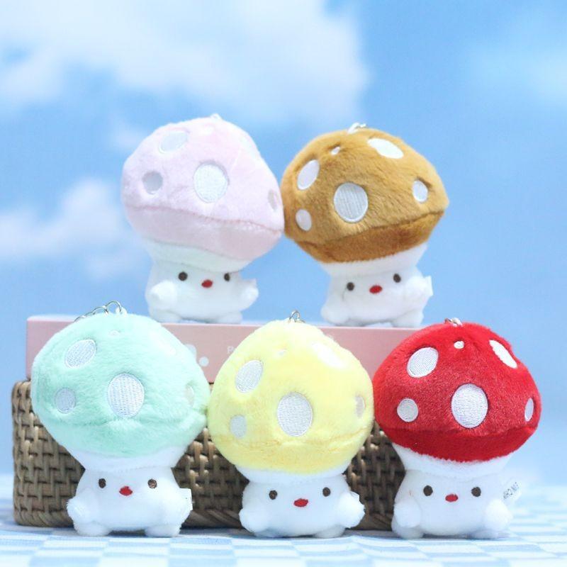 Adorable Plush Dopamine Mushroom Doll Keychain Cute Soft Toy Bag Charm Accessory