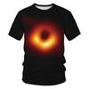 Men First Image of Black Hole Printing Short Sleeve Round Collar T-shirt Top