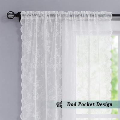 Yousheng Sheer Lace Curtain Universal Easy To Install Vintage Floral Sheer Gothic Curtain Bedroom Luxury Light Filtering Drapes Window Treatment