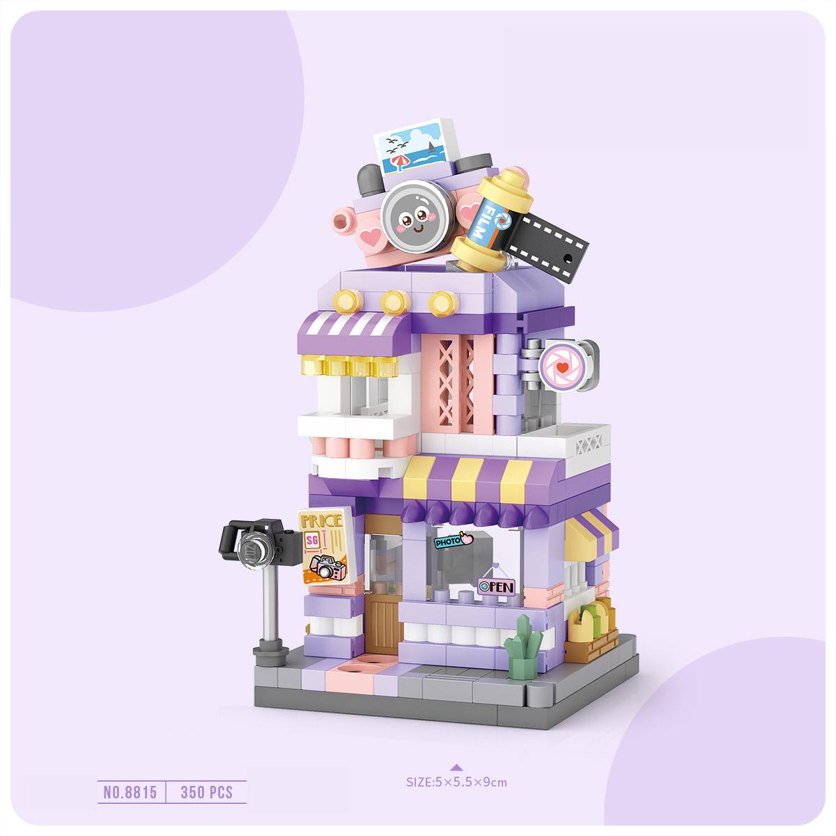 

Idea Streetscape Florist Nanobrick City Street View Photo Studio Micro Diamond Block Icecream Coffee Shop Construction Brick Toys