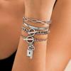 Light Luxury Diamond Lock Key Bracelet Vintage Fashion Metal Snake Bone Chain Bracelet