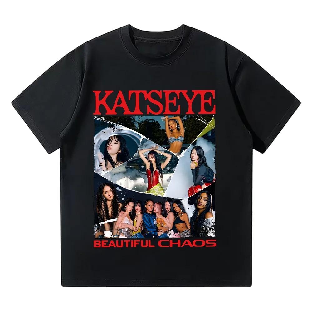 Retro Katseye Beautiful Chaos Tshirt Kpop Tee Gift for Woman Man Oversized Graphic Short Sleeve Shirt Unisex Unisex Women Clothing