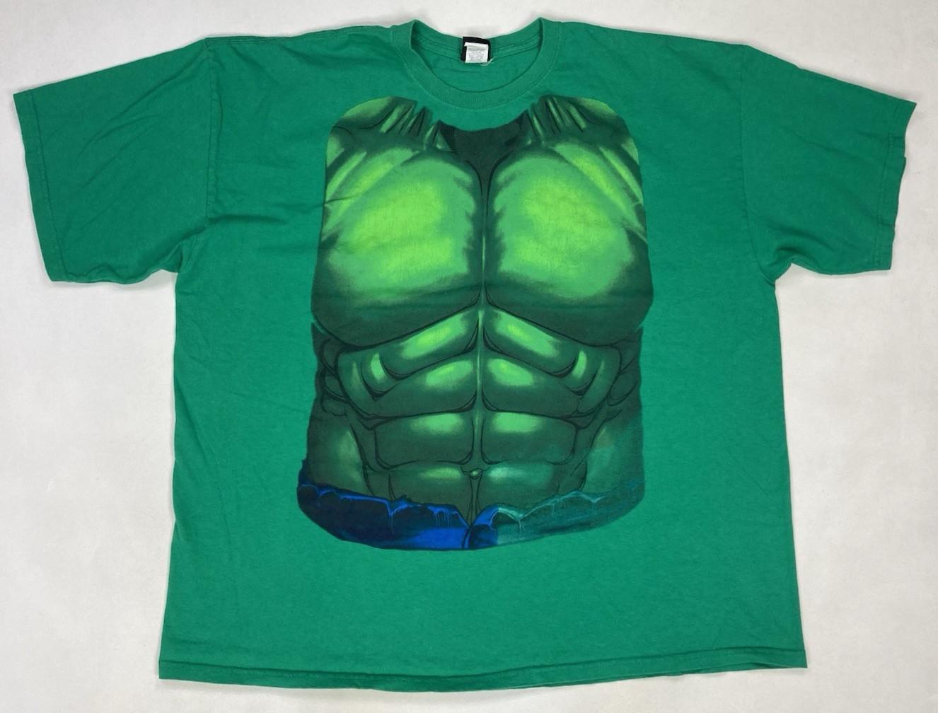 Marvel Hulk Muscle Graphic T-shirt Men XXL Green Short Sleeve Mad Engine Y2K M