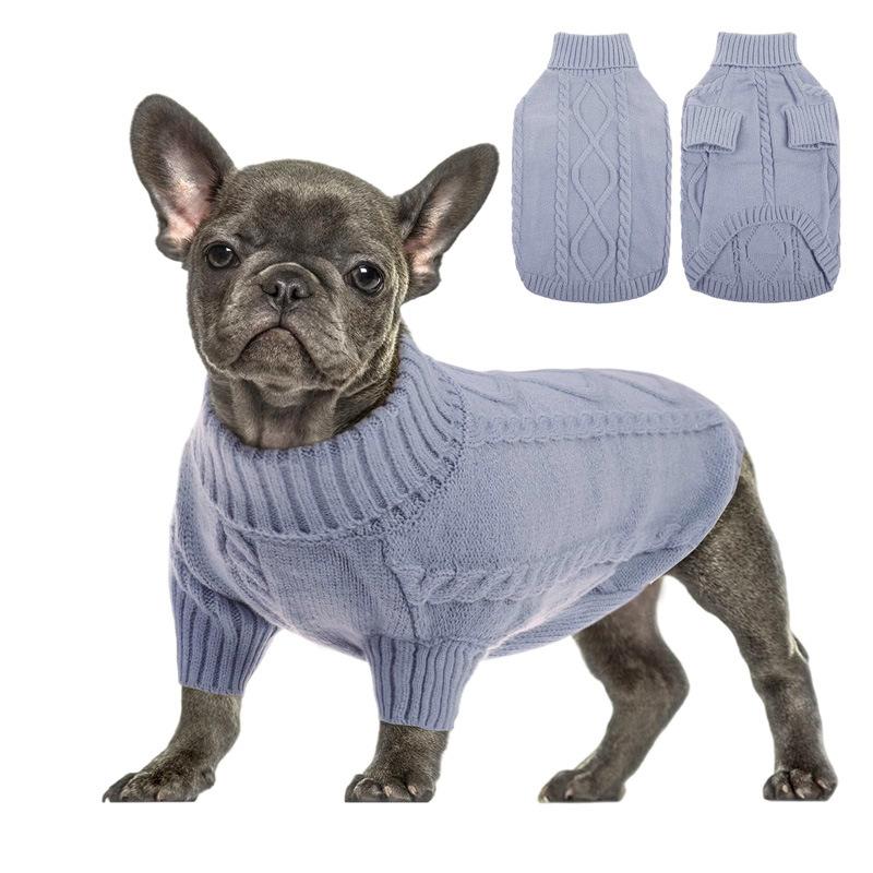 Rollkragen Hundekleidung Strickkleidung 2024 Herbst und Winter neu einfarbiger Strickpullover Haustierkleidung