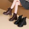 New Platform Martin Boots Women's Autumn New Single Boots Black Thin Boots Lace-up Locomotive Short Boots
