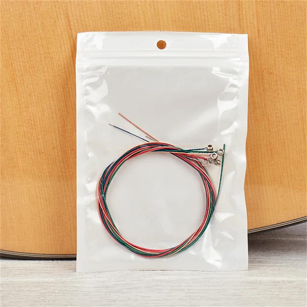 Miwayer 1 Set 6 Pieces Colorful Acoustic Guitar Strings Musical Instrument Replacement Parts for Guitars