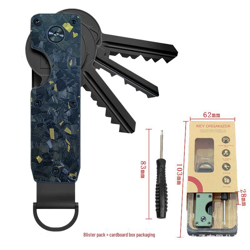 Aluminum Alloy Compact Keychain Organizer - Holds 2-6 Keys, Multifunctional and Portable