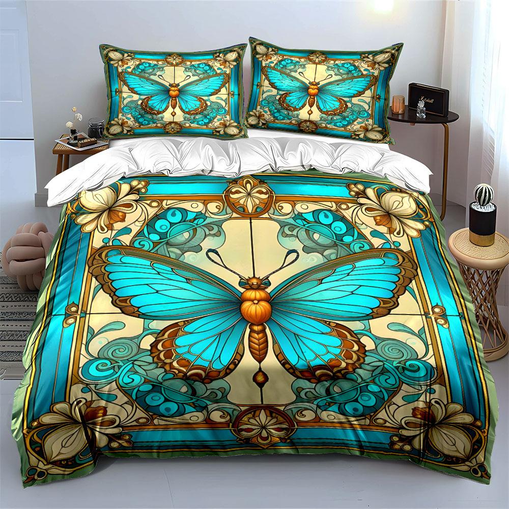 Elegant Butterfly Theme Decoration Set Exquisite Three-Piece Bedding Set Gift For Kids And Adults