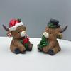Cow Statue, Christmas Poinsettia Tree Candy Cane Cow Gnome, Scottish Resin Figurine, Ideal For Cattle Enthusiasts, Gift
