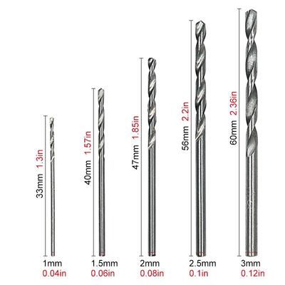 High Speed Steel 50pc Natural Color Small Twist Drill 1-3mm White Straight Shank Drill Bit Electric Drill DIY Woodwork Tool Set