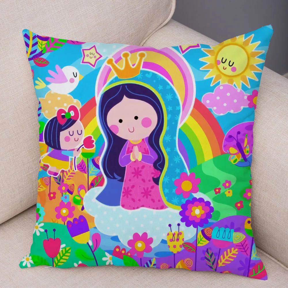 Jungfrau Maria Kunst Kissenbezug Dekoration Kawaii Cartoon Kinder Sofakissenbezug Zuhause Auto