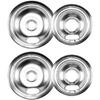 W10196405 W10196406 Chrome Stove Burner Drip Pans for Electric Stove Top, Compatible with Whirlpool Amana Maytag Kenmore Electric Range,Includes (2)