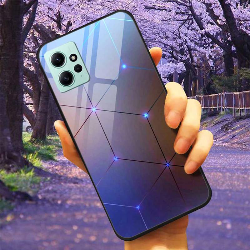 For Xiaomi Redmi Note 12 4G 2023 Case Tempered Glass Starry Marble Hard Back Protective Cover for Redmi NOTE 12 Note12 4G Global