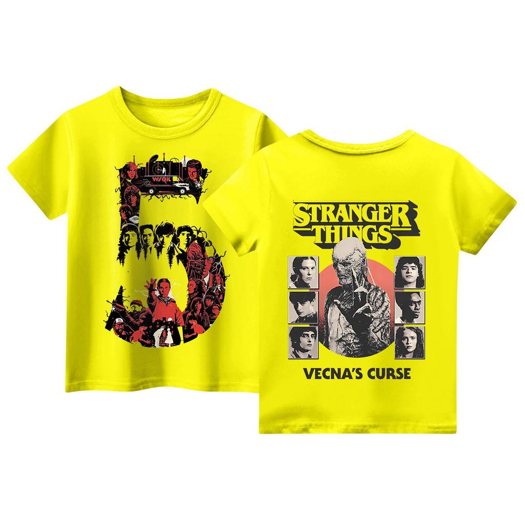 Children's Short Sleeve Tops Casual Print T Shirt Round Neck Pullover Blouse