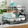 Large 2-tier Dish Drying Rack for Kitchen Countertops, Removable Large-capacity Dish Draining Rack