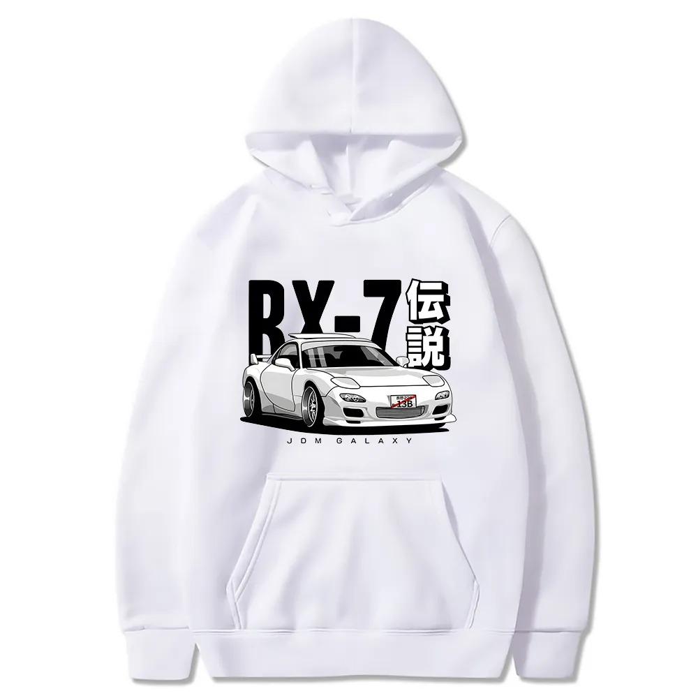 2024 trendy hoodie retro RX7 FD Drift Japanese car print breathable sports shirt Harajuku sportswear loose men's pullover