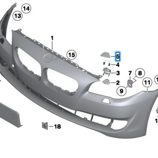 BMW F18 5-serie Främre stötfångare Dragkrokskåpa, Olackerad