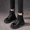 Autumn and Winter New Small Height Increase Medium Tube Trendy Women's Boots Thick Heel Cotton Martin Boots Women's Leather